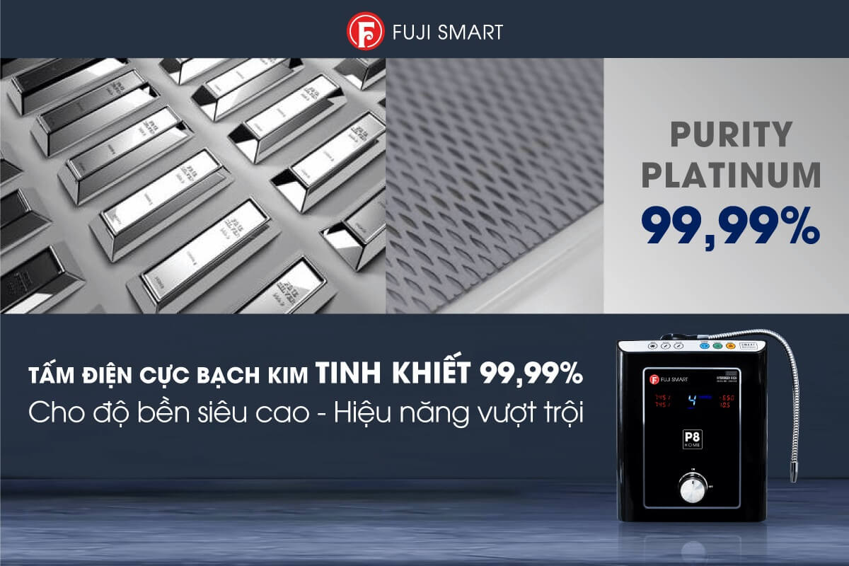 Máy lọc nước ion kiềm Fuji Smart sở hữu tấm điện cực Titan phủ Platinum